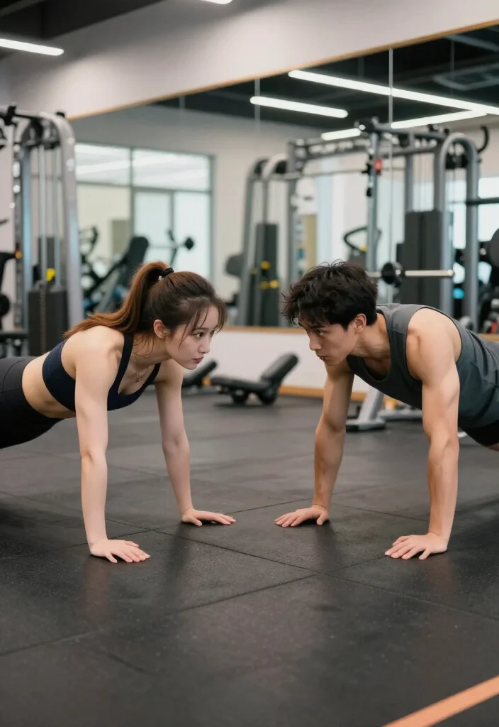 21 Couple Gym Routines You Can Do Side by Side for a Full Body Workout Together - 5. Partner Push-Ups 1
