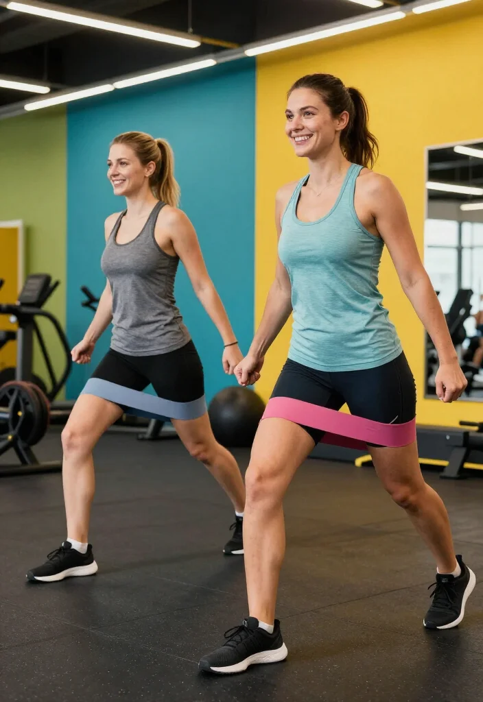 21 Couple Gym Routines You Can Do Side by Side for a Full Body Workout Together - 6. Lateral Band Walks 1