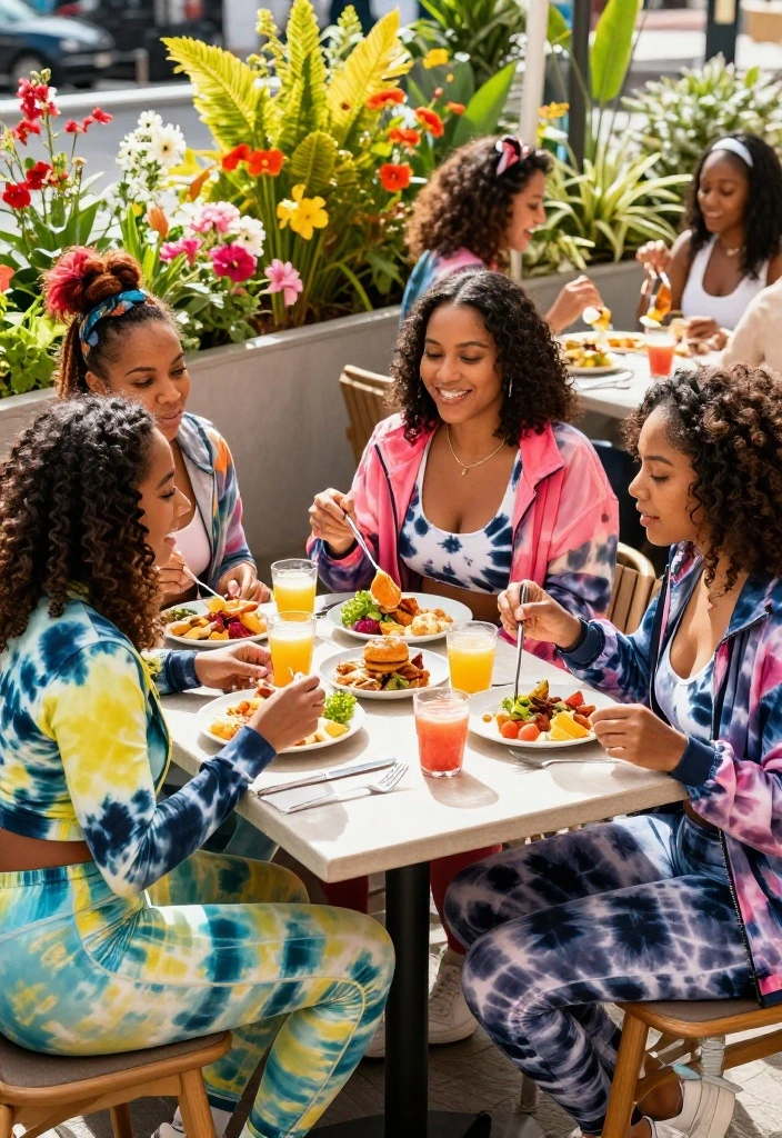 21 Cute Workout Outfits You Can Wear From the Gym Straight to Brunch - 13. Tie-Dye Workout Set with Lightweight Jacket 1