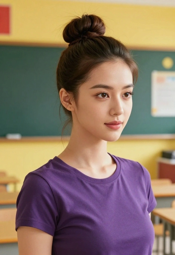 21 Half-Up Back to School Hairstyles for a Fresh Everyday Vibe - 14. Half-Up Top Knot 1
