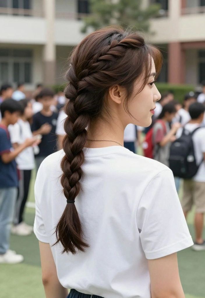 21 Half-Up Back to School Hairstyles for a Fresh Everyday Vibe - 19. Half-Up Side Braid 1