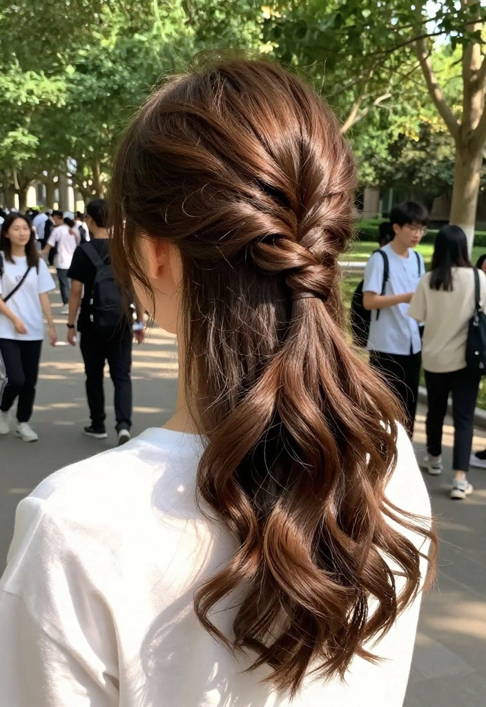 21 Half-Up Back to School Hairstyles for a Fresh Everyday Vibe - 2. Twisted Half-Up Style 1
