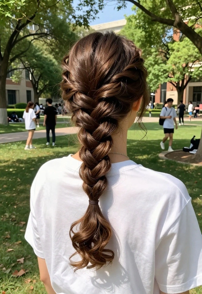 21 Half-Up Back to School Hairstyles for a Fresh Everyday Vibe - 8. Half-Up Fishtail Braid 1