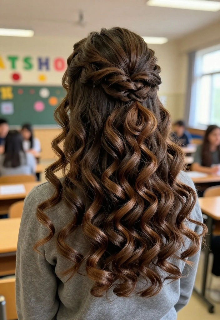 21 Half-Up Back to School Hairstyles for a Fresh Everyday Vibe - 9. Half-Up Spiral Curls 1