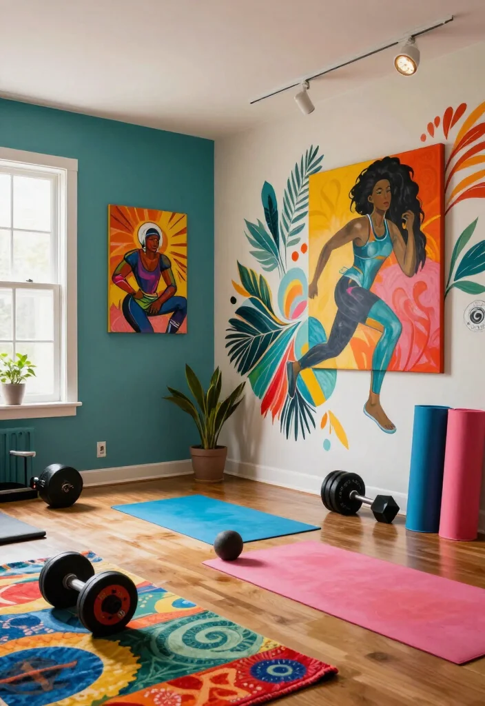 21 Home Gym Design Ideas That Look Stylish Enough to Make Your Guests Jealous - 17. Artistic Expression 1