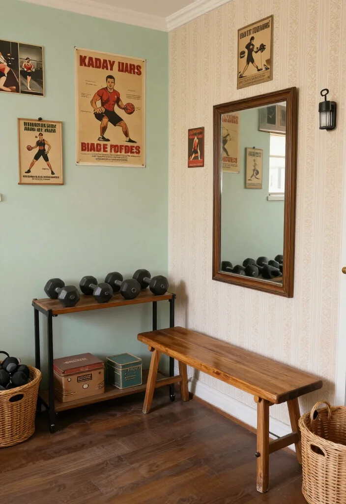 21 Home Gym Design Ideas That Look Stylish Enough to Make Your Guests Jealous - 9. Vintage Charm 1