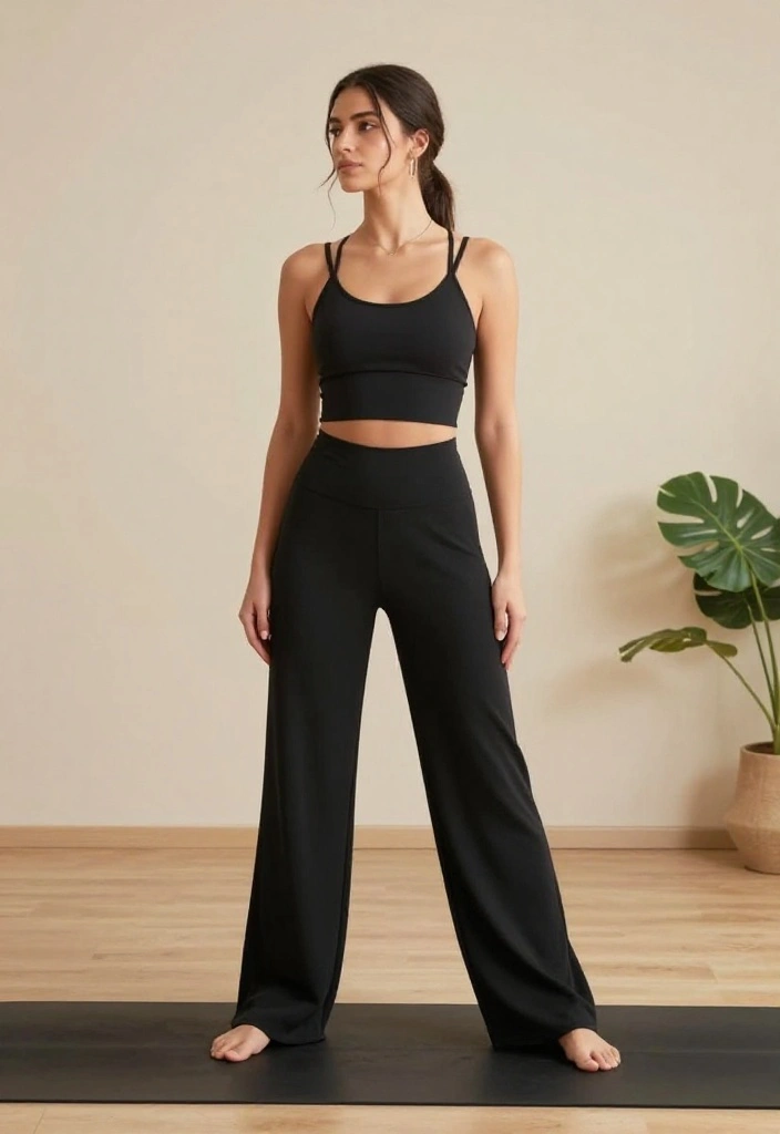 21 Modest Gym Outfits for Muslim Women That Are Breathable, Athletic, and Beautiful - 13. Tailored Fit with Wide Leg Pants 1