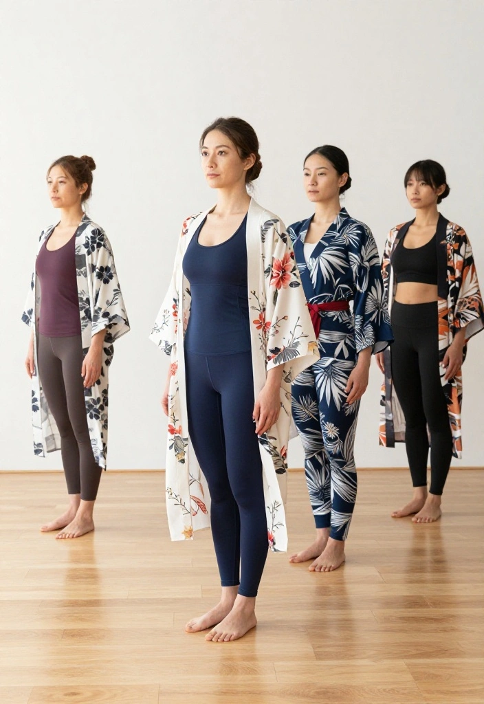 21 Modest Workout Outfit Ideas for Every Fitness Activity: Gym, Yoga, Running, and More - 16. Elegant Kimonos with Workout Wear 1