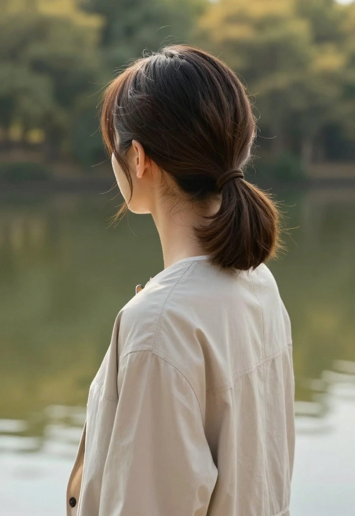 21 Simple Lake Hairstyles That Are Perfect for Short Hair - 20. Effortless Low Ponytail 1