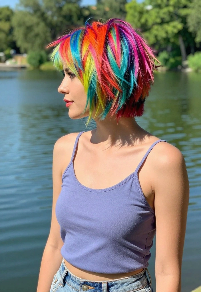 21 Simple Lake Hairstyles That Are Perfect for Short Hair - 21. Artistic Hair Painting 1