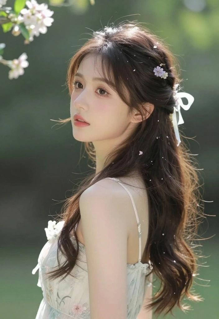 21 Vintage-Inspired Hairstyles with Ribbon for a Classic Feel - 11. Vintage Half-Up Hairstyle with Floral Ribbons 1