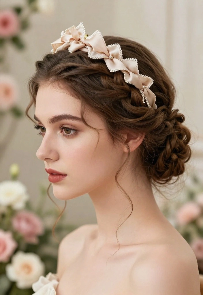 21 Vintage-Inspired Hairstyles with Ribbon for a Classic Feel - 13. Vintage Braided Crown 1