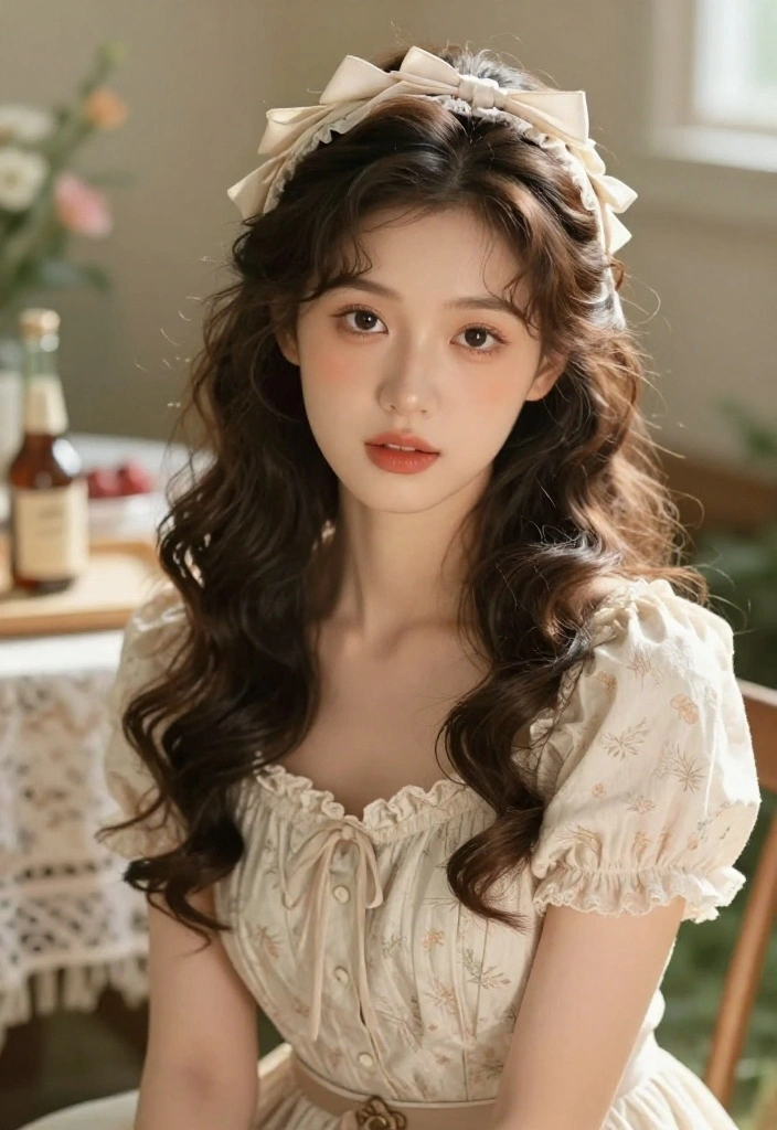 21 Vintage-Inspired Hairstyles with Ribbon for a Classic Feel - 8. Vintage Curls with a Ribbon Headband 1