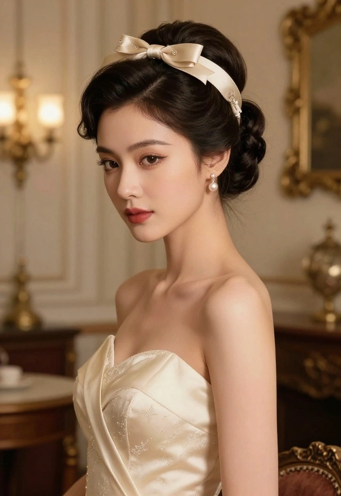 21 Vintage-Inspired Hairstyles with Ribbon for a Classic Feel - 9. The Vintage Chignon 1