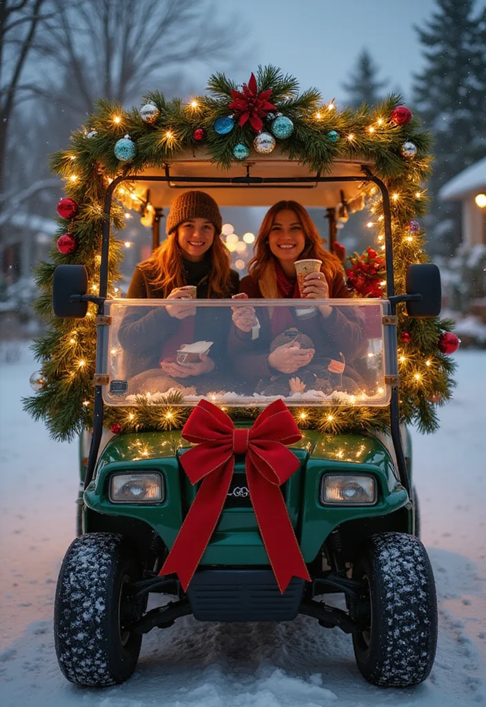 25 Creative Golf Cart Decorating Ideas for Any Occasion - 11. Holiday Cheer 1