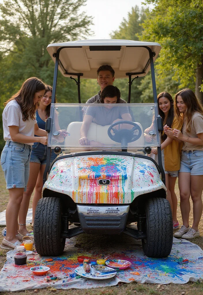 25 Creative Golf Cart Decorating Ideas for Any Occasion - 13. Artistic Expression 1
