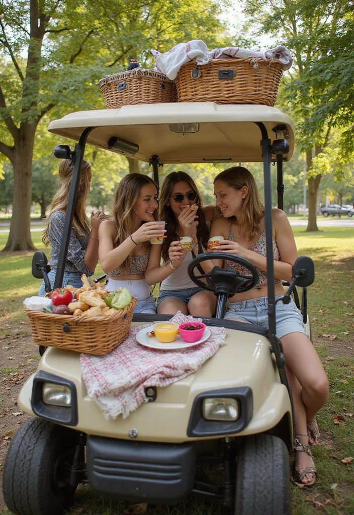 25 Creative Golf Cart Decorating Ideas for Any Occasion - 17. Cozy Picnic Setup 1