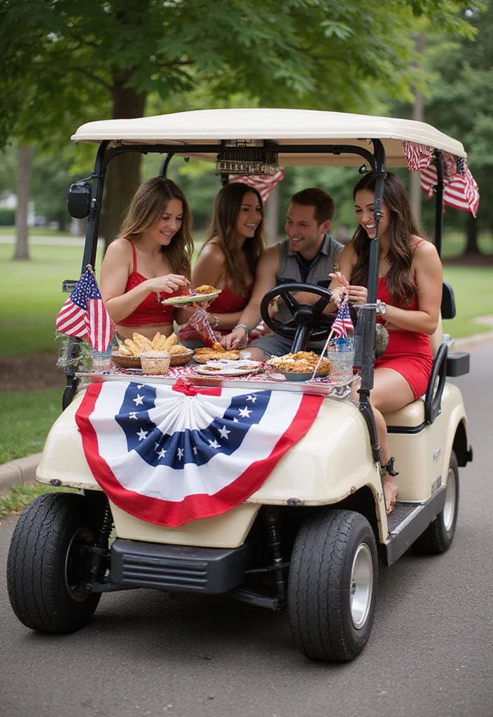 25 Creative Golf Cart Decorating Ideas for Any Occasion - 18. Classic Americana 1