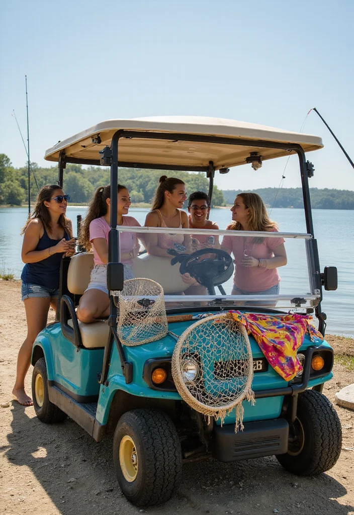 25 Creative Golf Cart Decorating Ideas for Any Occasion - 20. Fun Fishing Adventure 1