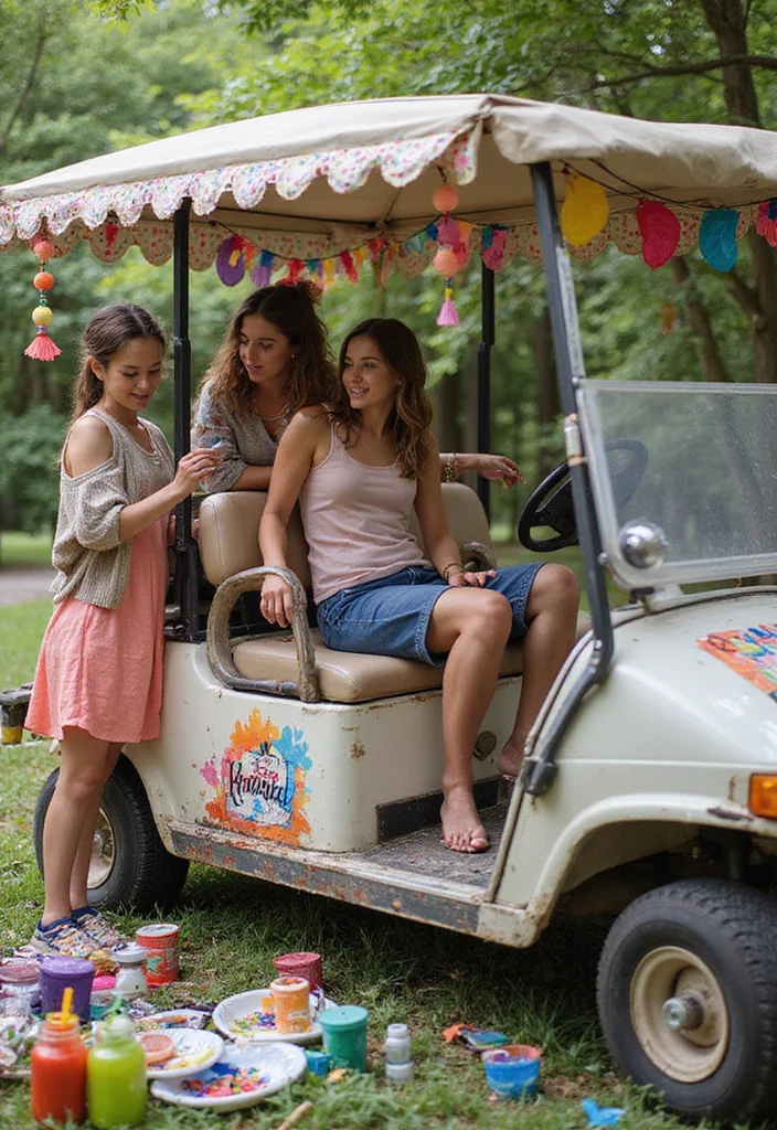 25 Creative Golf Cart Decorating Ideas for Any Occasion - 21. Crafty DIY Theme 1