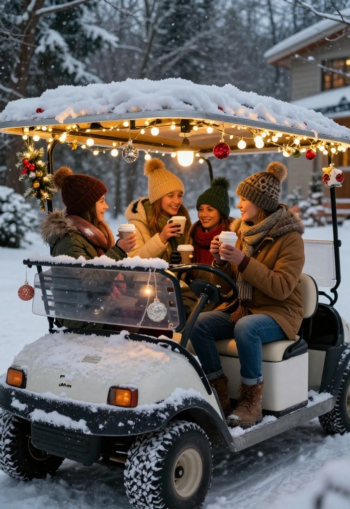 25 Creative Golf Cart Decorating Ideas for Any Occasion - 6. Winter Wonderland 1