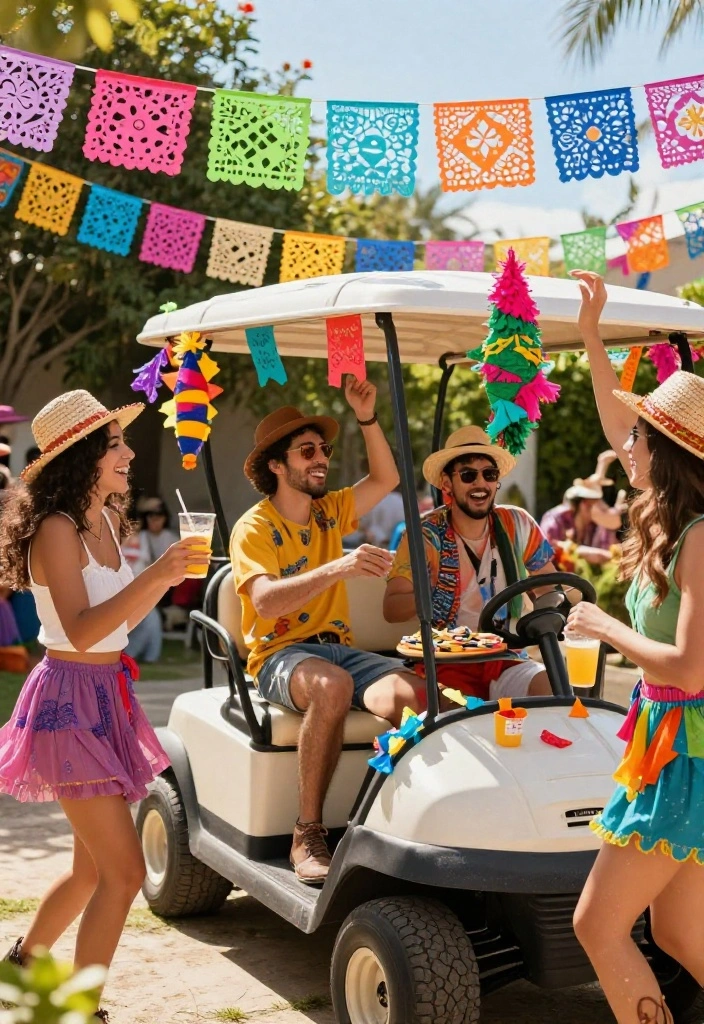 25 Creative Golf Cart Decorating Ideas for Any Occasion - 7. Fiesta Fun 1