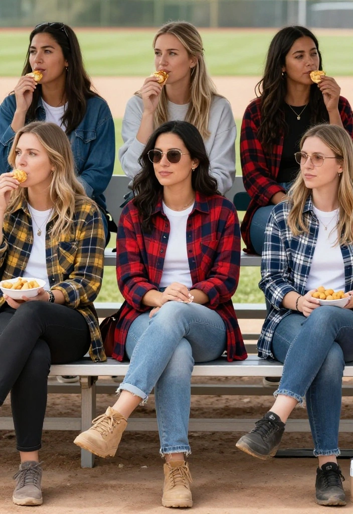 25 Cute Softball Game Outfits to Wear as a Spectator - 16. Flannel Shirts for Layering 1