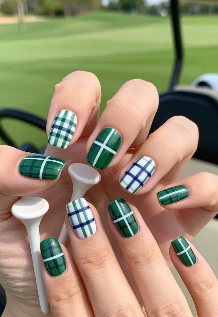 25 Golf Nail Designs That Are Preppy and Course-Approved - 1. Preppy Plaid Patterns 1
