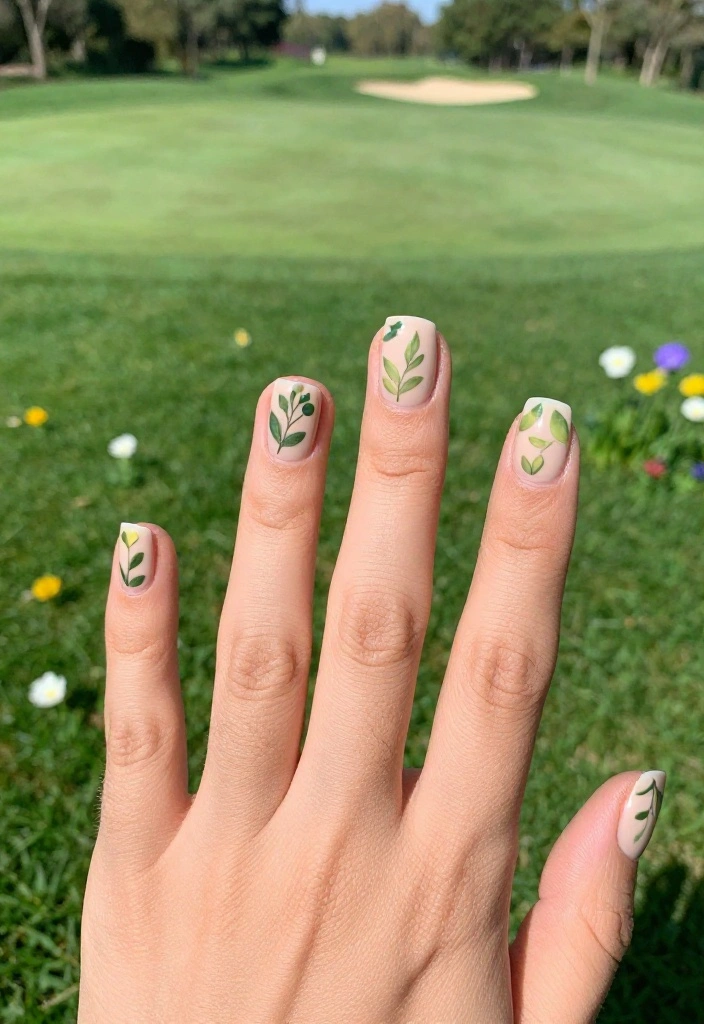 25 Golf Nail Designs That Are Preppy and Course-Approved - 12. Nature-Inspired Designs 1