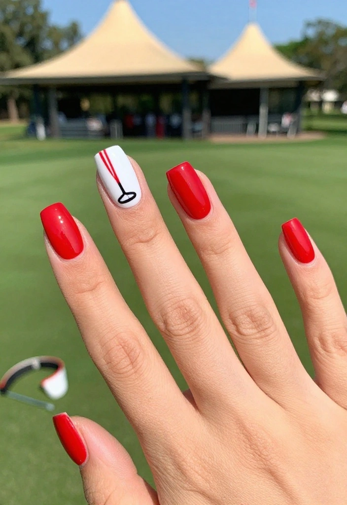 25 Golf Nail Designs That Are Preppy and Course-Approved - 13. Classic Red and White 1