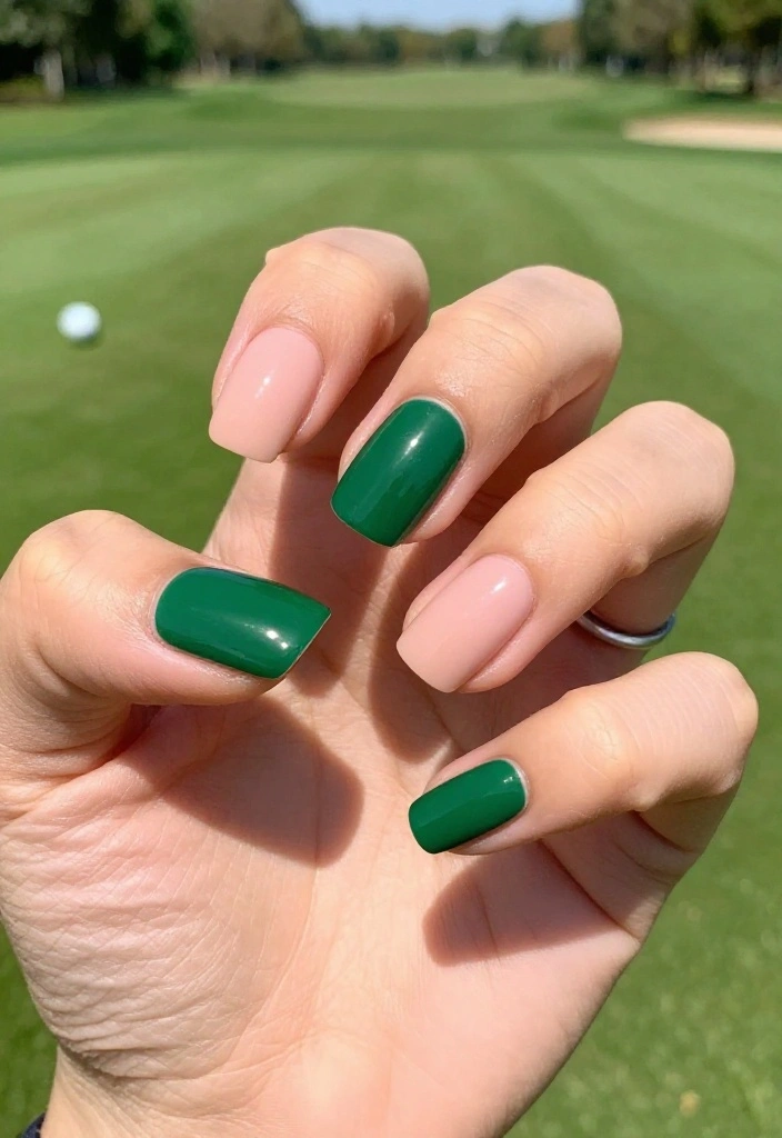 25 Golf Nail Designs That Are Preppy and Course-Approved - 20. Two-Tone Color Blocking 1