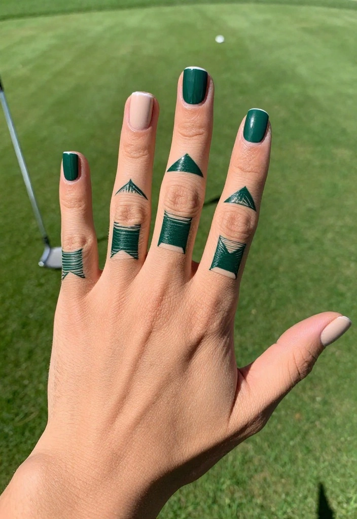 25 Golf Nail Designs That Are Preppy and Course-Approved - 25. Chic Layered Negative Space 1