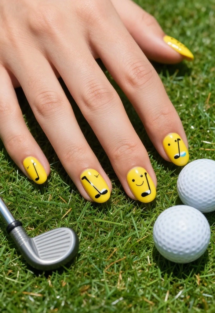 25 Golf Nail Designs That Are Preppy and Course-Approved - 7. Whimsical Golf Icons 1