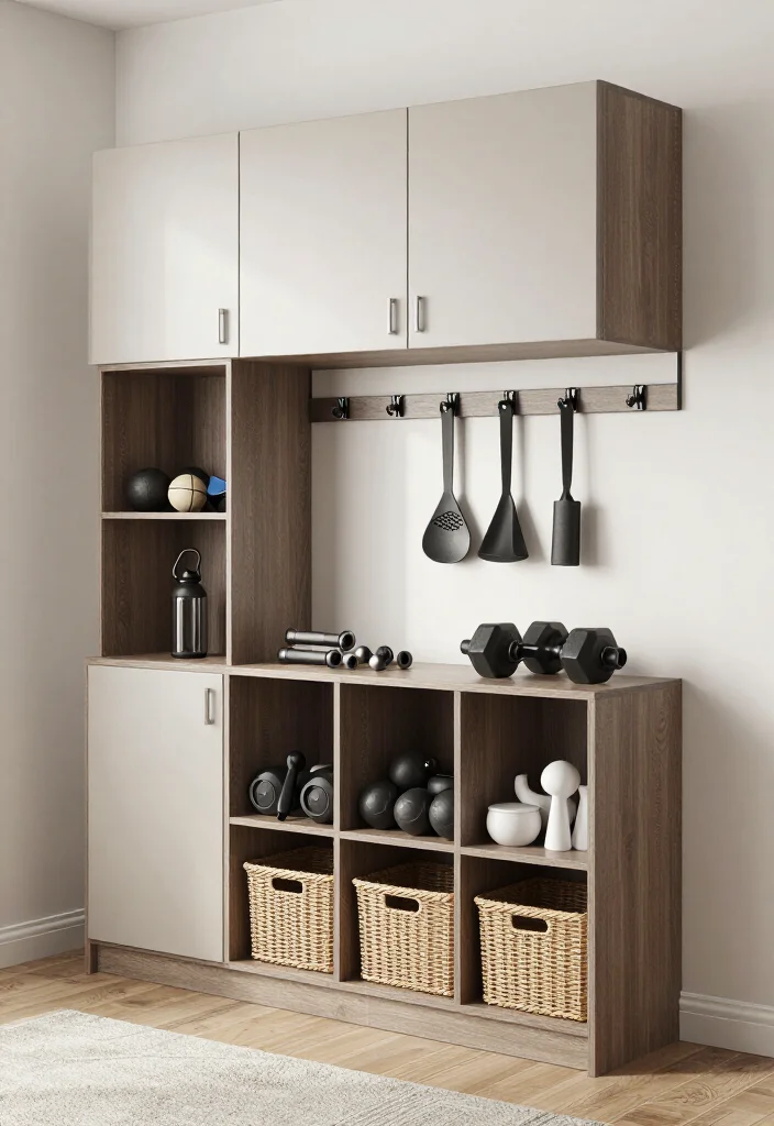 25 Home Gym Ideas to Build the Perfect Workout Space in Any Room of Your House - 10. Functional Storage Solutions 1