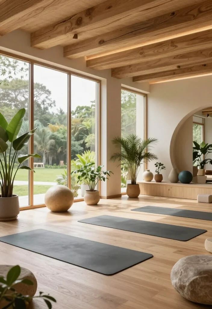 25 Home Gym Ideas to Build the Perfect Workout Space in Any Room of Your House - 24. Zen-inspired Nature Gym 1