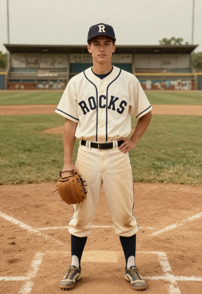 30 Baseball Senior Photo Ideas That Capture the Spirit of the Game - 19. Retro Baseball Gear 1