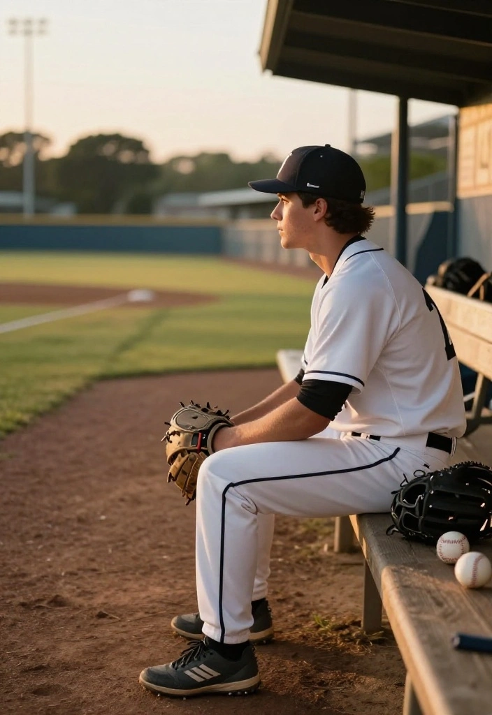 30 Baseball Senior Photo Ideas That Capture the Spirit of the Game - 30. Reflecting on the Journey 1
