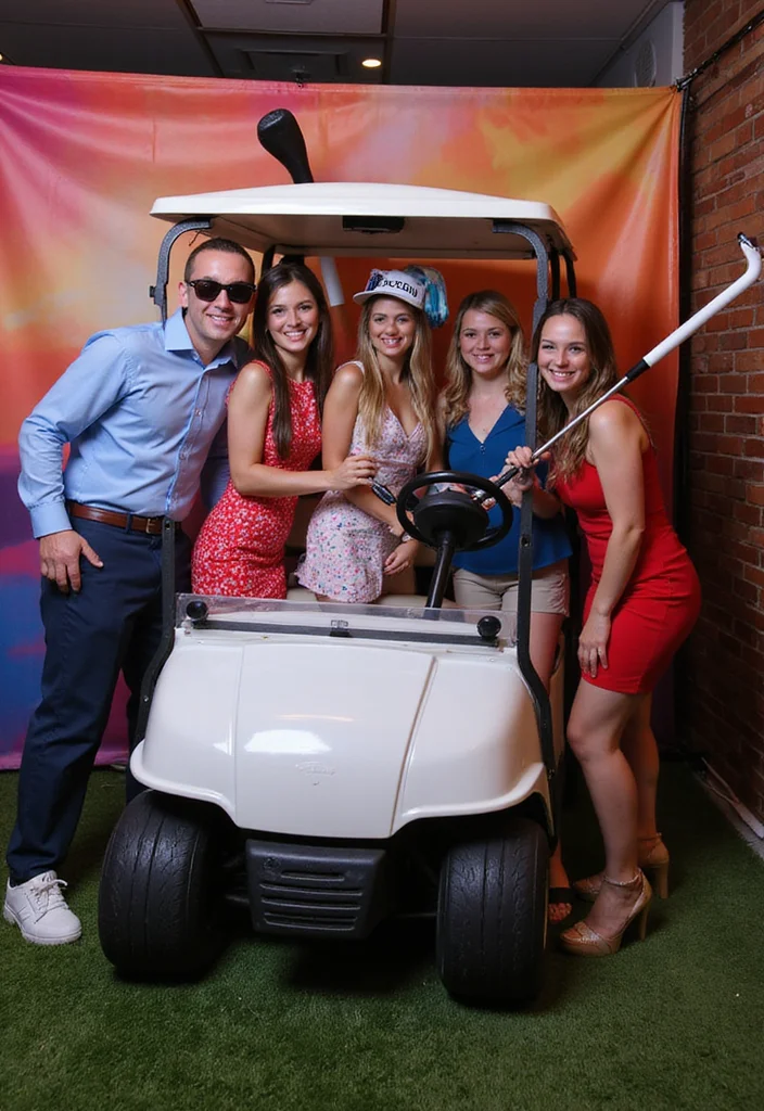 30 Creative Golf Party Decorations That Will Wow Your Guests - 10. Golf Cart Photo Booth 1