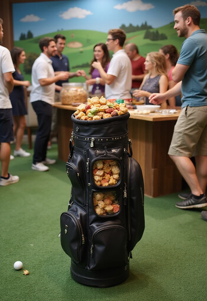 30 Creative Golf Party Decorations That Will Wow Your Guests - 15. Golf Bag Snack Station 1