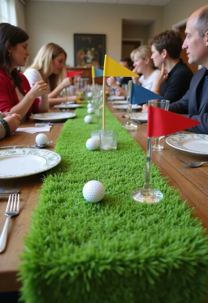 30 Creative Golf Party Decorations That Will Wow Your Guests - 7. Turf Table Runners 1