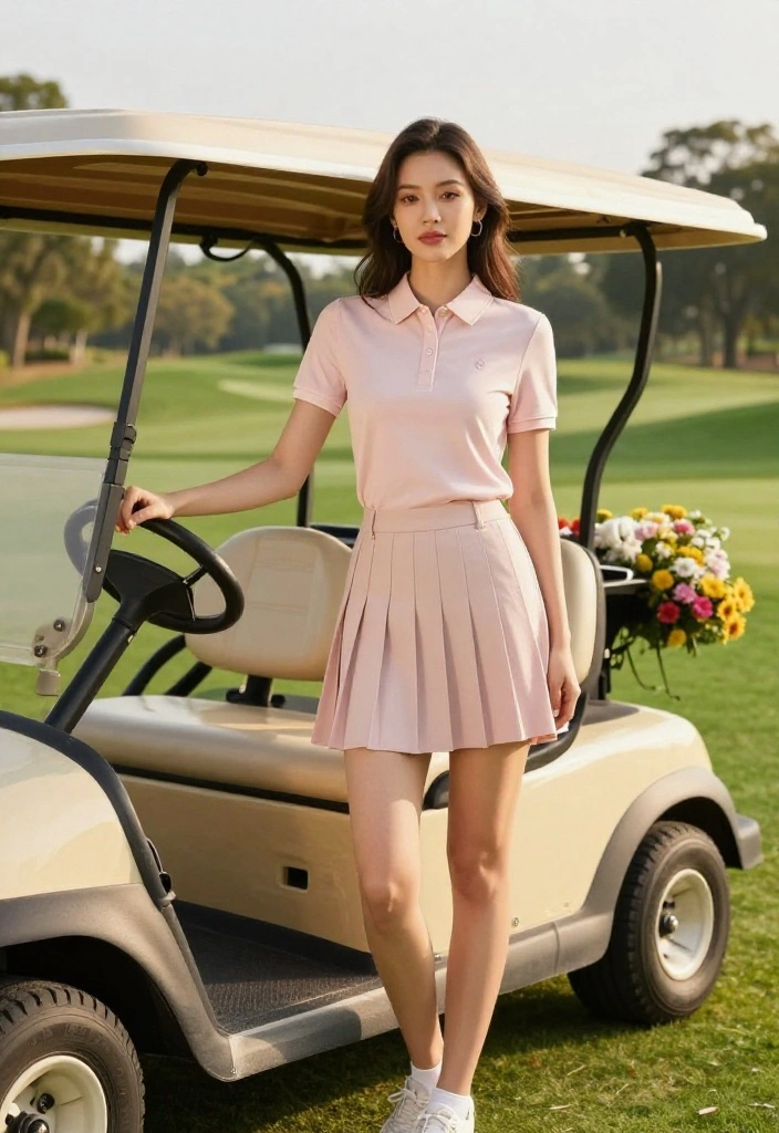 Aesthetic Golf Course Photoshoot Concepts to Try This Season - 1. Classic Polo and Skirt Ensemble 1