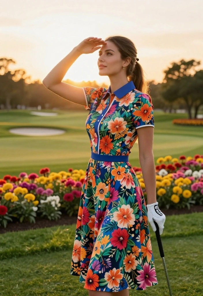 Aesthetic Golf Course Photoshoot Concepts to Try This Season - 6. Floral Print Perfection 1