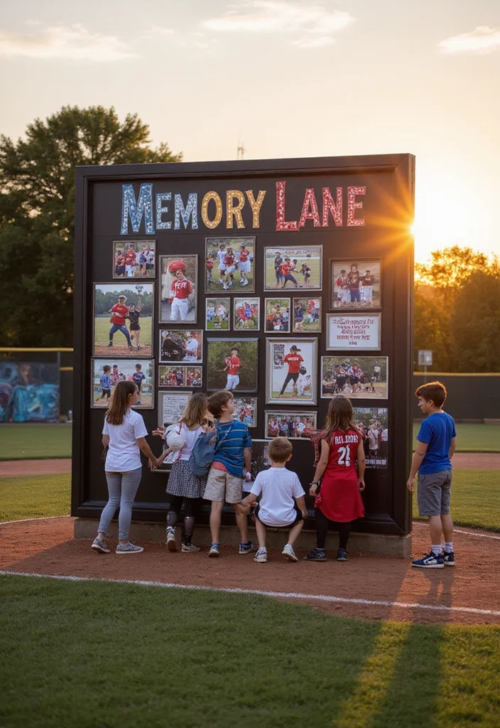 Baseball Senior Night Display Ideas Parents Will Love - 2. Memory Lane Display with Action Photos 1