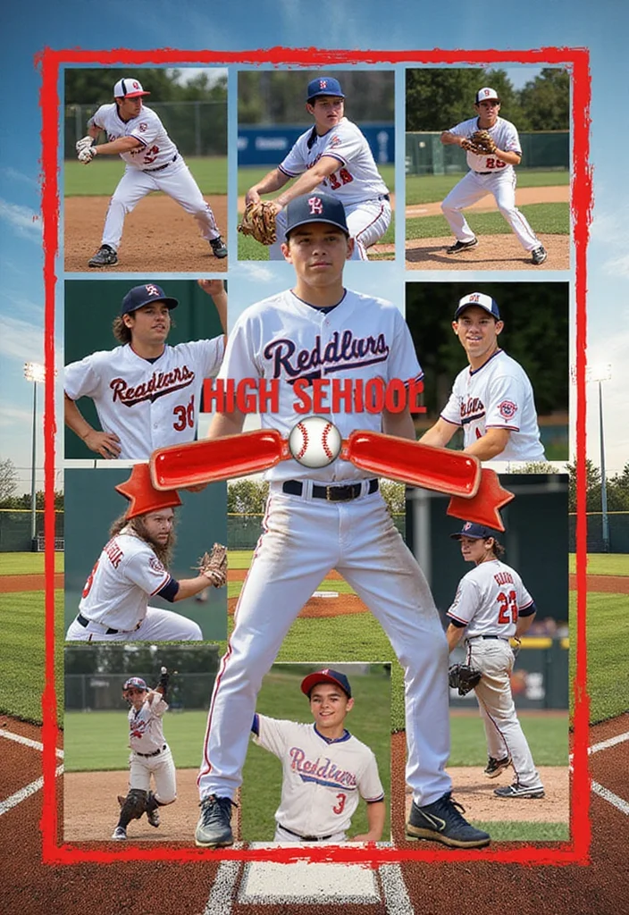Baseball Senior Night Poster Ideas to Honor Your Player - 2. Action Shot Collage 1