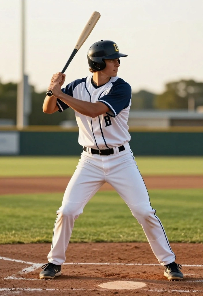 Creative Baseball Senior Picture Poses for Male Athletes - 1. The Classic Batting Stance 1