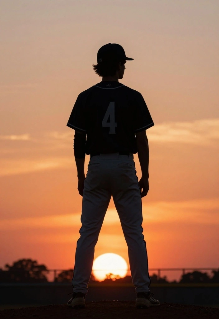 Creative Baseball Senior Picture Poses for Male Athletes - 10. Sunset Silhouette 1