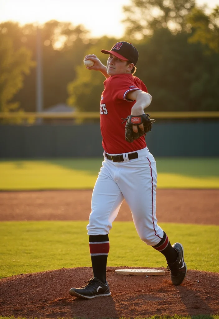 Creative Baseball Senior Picture Poses for Male Athletes - 3. Pitcher’s Power Pose 1