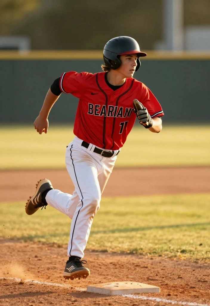 Creative Baseball Senior Picture Poses for Male Athletes - 5. Action Shot Running the Bases 1