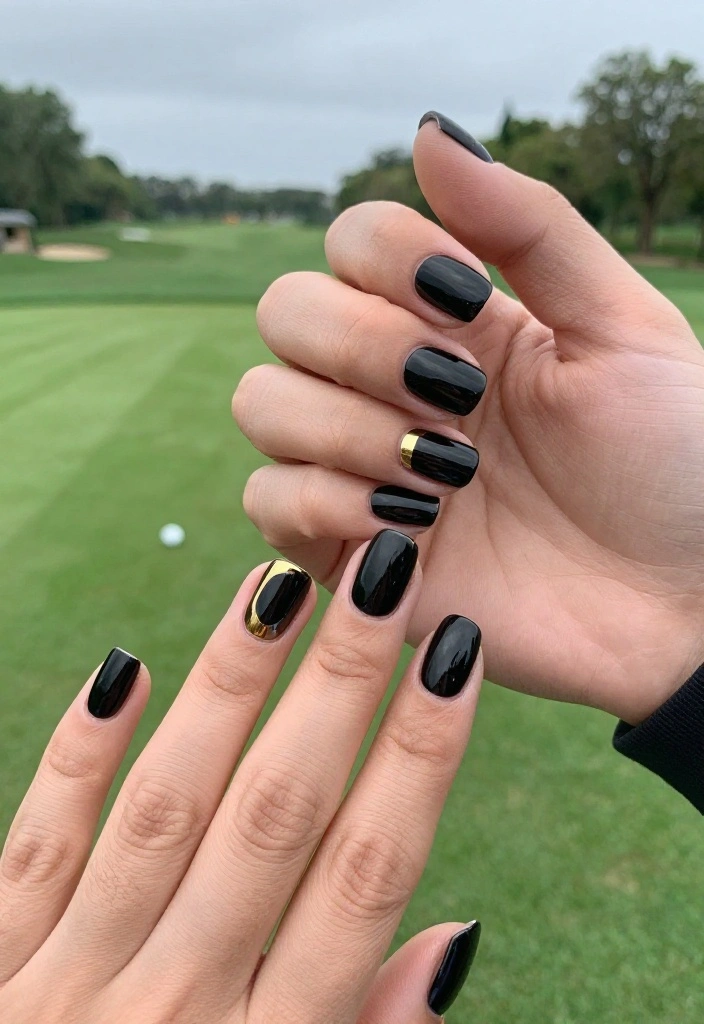 Cute Gel Golf Nails: Designs Inspired by the Golf Aesthetic - 8. Monochrome Elegance 1