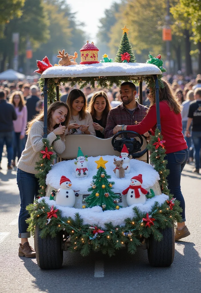 Golf Cart Parade Decorating Ideas to Stand Out in Style - 6. Holiday Winter Wonderland 1